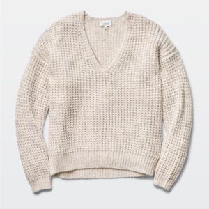 Aritzia Beige V-Neck Sweater